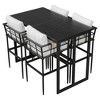 5-Piece Outdoor Iron Counter Height Dining Set with Table and 5 Acacia Wood Armrest Chair - 4 of 4
