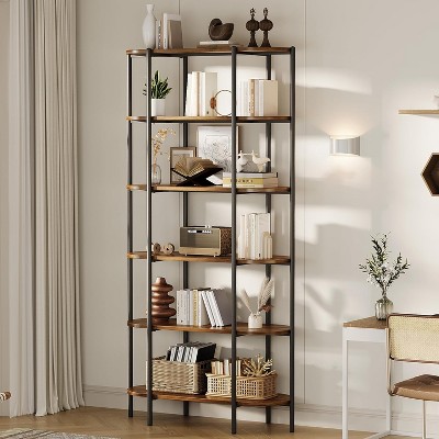 TrailBlaze 6 Tier Tall Bookshelf, Industrial Bookshelves Oval Vintage Bookshelf