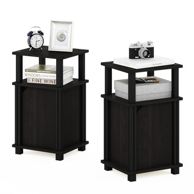 Espresso Black Engineered Wood 3-Tier End Table with Storage