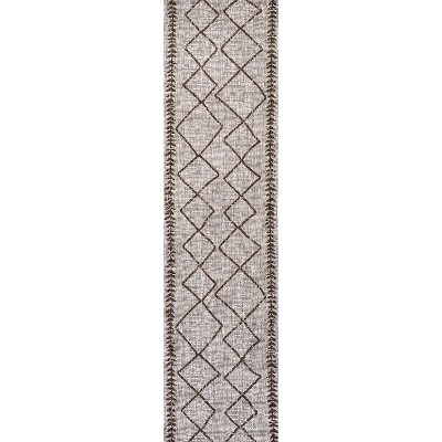 Handwoven Mid-Century Modern Beige/Brown Synthetic Area Rug