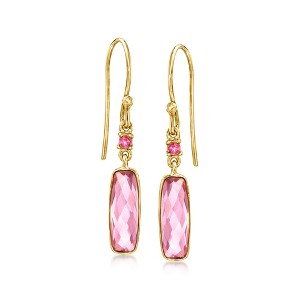Ross-Simons 3.50 ct. t.w. Pink Topaz Drop Earrings in 18kt Gold Over Sterling - 1 of 4