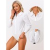 INSPIRE CHIC Women's Collared Business Casual Button Down Long Sleeves Bodysuit Leotard Shirt 2 Packs - 2 of 4