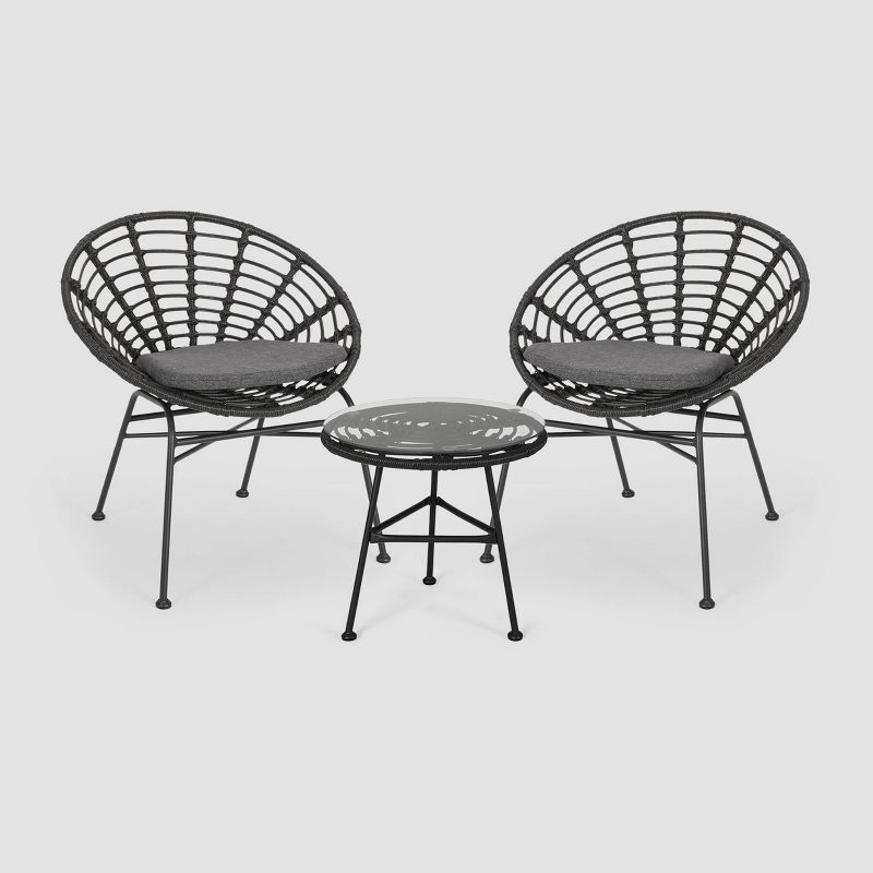 3pc Pigment Iron Modern Boho Chat Set Gray - Christopher Knight Home, 3 of 9
