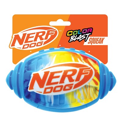 NERF Color Blast Squeak Football Dog Ball Toy