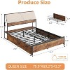 Full Bed Frame with Charging Station and Storage Headboard,Platform Bed with Ergonomic Upholstered Backrest,Sturdy and No Noise,No Box Spring Needed - 3 of 4