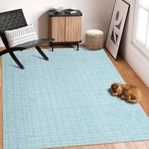 Modern Plaid Area Rug Washable Rug Contemporary Non Slip Rugs for Indoor - 1 of 4