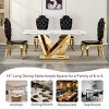 70" Marble Dining Table for 6 People, Rectangular Faux Marble Table with Stainless Steel Base, Modern Dining Table for Kitchen or Dining Room-Koiai - 2 of 4