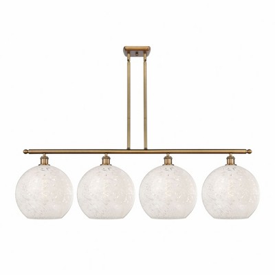 White Mouchette - 4 Light Stem Hung Island In Modern Style-14 Inches Tall and 50.25 Inches Wide