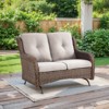 Buenhomino Patio Loveseat Rattan Glider Sofa with Curved Armrest Thicking Back & Seat Cushions for Garden Balcony Backyard - 2 of 4