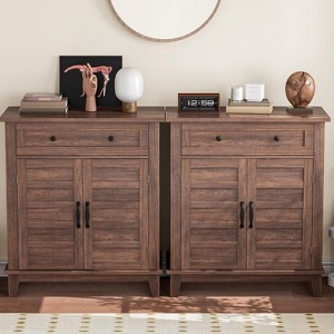 Coucheta 31.5" Farmhouse Storage Cabinet set of 2, 3-Tiers Adjustable Shelf, Sideboard Buffet Cabinet with Drawer for Kitchen, Dining Room, Entryway - 1 of 4