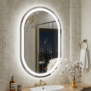 pmir Super Bright 192 LEDs/m LED Lighted Anti-Fog Tempered Glass Irregular Bathroom/Vanity Mirror with ETL & 3-Year Warranty - 1 of 4