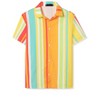 Lars Amadeus Men's Short Sleeve Button Down Summer Beach Vertical Striped Shirts - 2 of 4