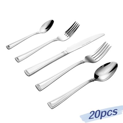 DOMETOUR 20 pcs Stainless Steel Silverware Set Flatware Cutlery Set Service for 4, Includes Forks Spoons Steak Knives