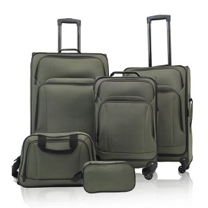 Coolife SoftshellLuggage Expandable 5 Piece Set Suitcase with Duffel Bag Softside Lightweight Luggage Travel Set,Green - 1 of 4