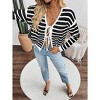 Coolmee Women's Tie Front Cardigan Long Sleeve Rib Knit Shrug Sweaters Crop Tops - 2 of 4