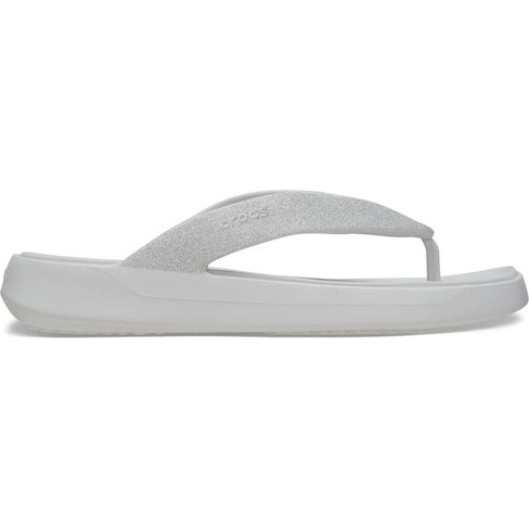 White glitter flip flops sales