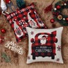 Christmas Decorative Pillow Covers 18x18 in Set of 4 Red and Black Buffalo Plaid Xmas Throw Pillow Covers, Xmas Tree Elk Santa Cushion Case for Sofa - 3 of 4