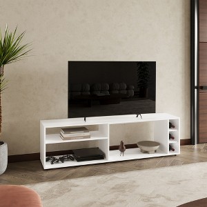 63" Wood Modern TV Stand with Six Shelves for 60" TV Capacity for Living Room and Bedroom - 1 of 4