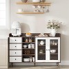Sideboard Buffet Cabinet with Storage, Wooden Coffee Bar Cabinet with Glass Doors, Drawers & Adjustable Shelves for Kitchen or Dining Room, Natural - 4 of 4