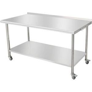 Commercial Stainless Steel Table for Prep & Work, 60 x 24 in Kitchen Food Prep Table with Adjustable Under Shelf and Hooks, for Warehouse,Garage - 1 of 4