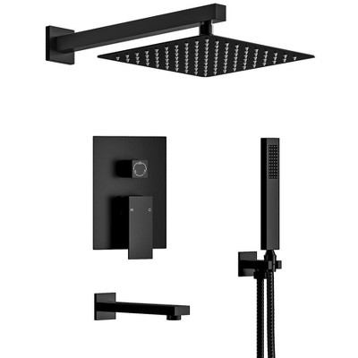 YAWWALK 10 in Rain Shower Head Tub and Shower Faucet (Valve Included)