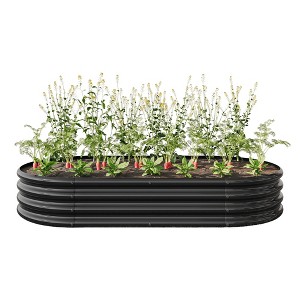 Bencmate Planters U Shape Large Garden Bed Outdoor Metal Raised Planter Bed for for Plants, Vegetables, Flowers, Black, 70.86"*35.43"*11.42" - 1 of 4