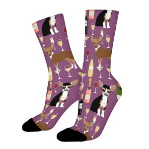 Chihuahua Wine Cute Dog Women Printed Crew Socks Funny Funky Socks Soft Polyester Novelty Gifts for Artists Men - 1 of 4