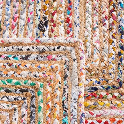 Handmade Beige and Multicolor Cotton Square Area Rug