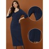 Allegra K Women's Vintage Sweetheart Neck 3/4 Sleeve Belted Sheath Pencil Dresses - 2 of 4