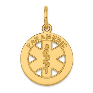 Black Bow Jewelry 14k Yellow Gold Paramedic Medical Disk Charm, 13mm - 1 of 4