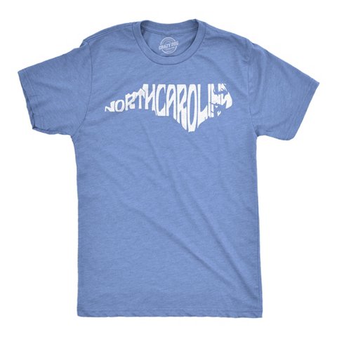 Мужские футболки Crazy Dog T-Shirts, Inc. Mens Funny T Shirts North Carolina Typography Sarcastic Graphic Novelty Tee For Men - Crazy Dog Men's T Shirt with Fun Design Light Blue L