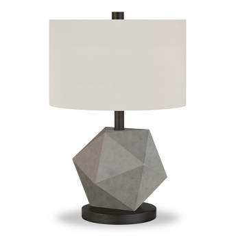Hampton & Thyme 19.5" Tall Table Lamp with Fabric Shade Concrete/Blackened Bronze/White