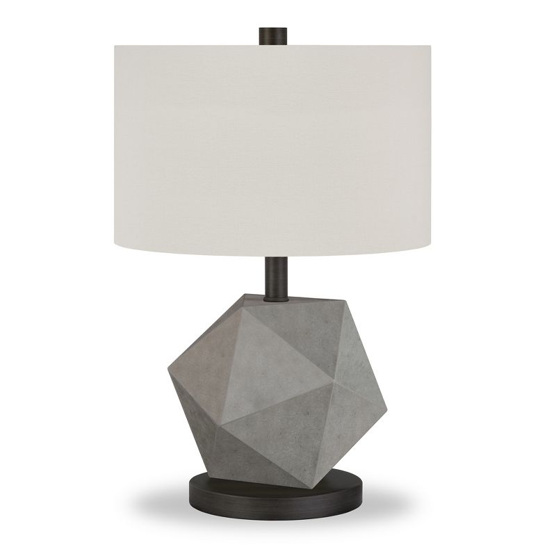 Hampton &#38; Thyme 19.5&#34; Tall Table Lamp with Fabric Shade Concrete/Blackened Bronze/White, 1 of 13