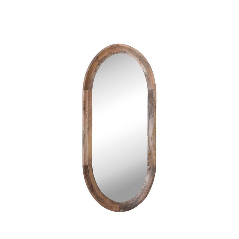 Storied Home Oval Wood Framed Wall Mirror Natural, 2 of 9