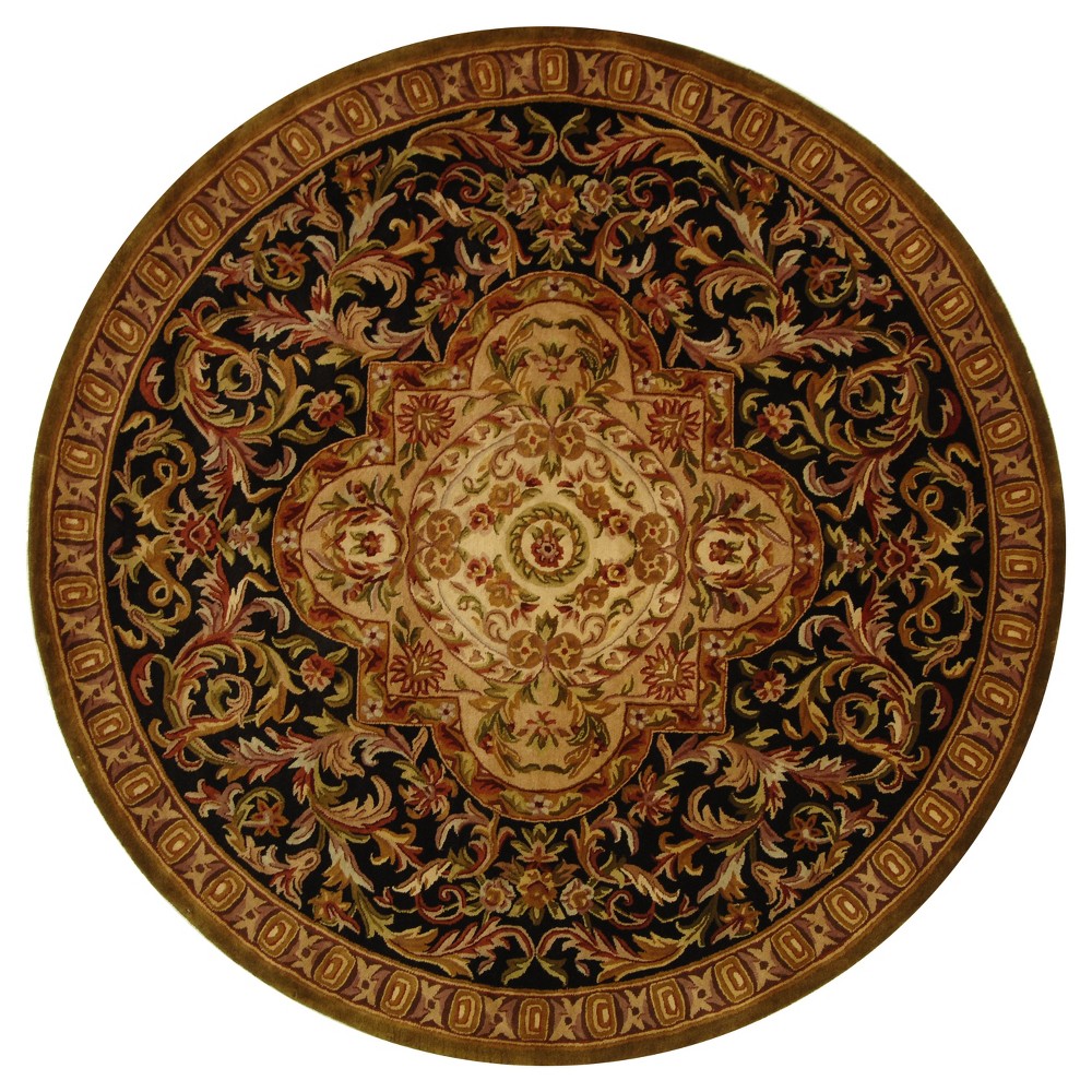 Black/Beige Abstract Tufted Round Area Rug - (6' Round) - Safavieh