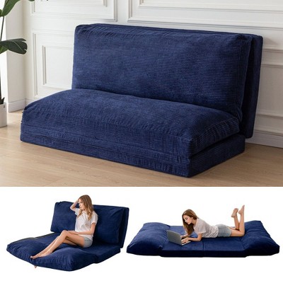 MAXYOYO Bean Bag Sofa Bed - Corduroy Floor Sofa with Washable Cover, Navy