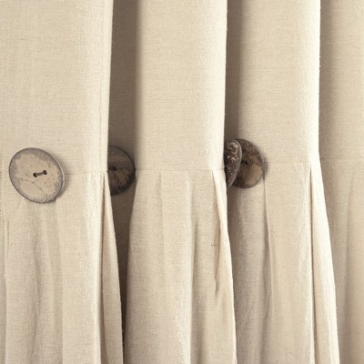 Dark Linen Blackout Curtain Panel with Coconut Husk Buttons 40x84