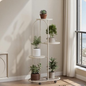 Metal Plant Stand with Wheels, Tiered Corner Shelf for Indoor Plants, Patio, Bedroom, Living Room, Balcony - 1 of 4