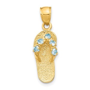 Black Bow Jewelry 14k Yellow Gold March Cubic Zirconia Birthstone Flip Flop Pendant - 1 of 4