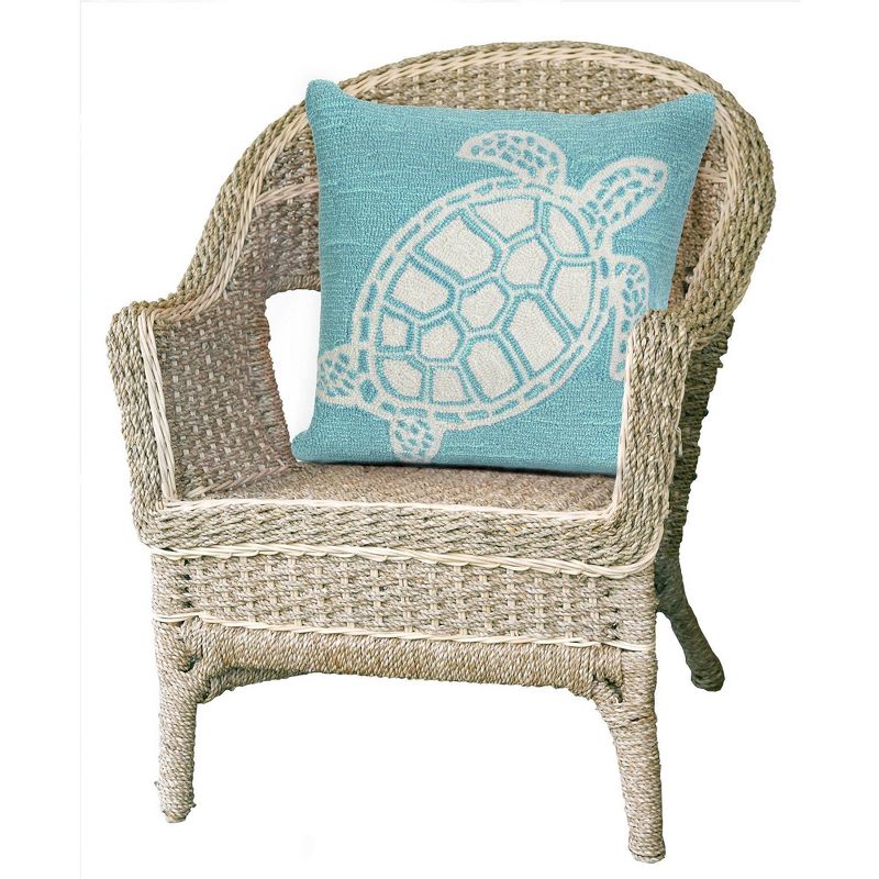 18&#34;x18&#34; Front Porch Turtle Print Indoor/Outdoor Square Throw Pillow Aqua - Liora Manne, 4 of 7