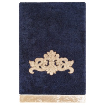 Marine Blue and Beige Turkish Cotton Bath Sheet Set