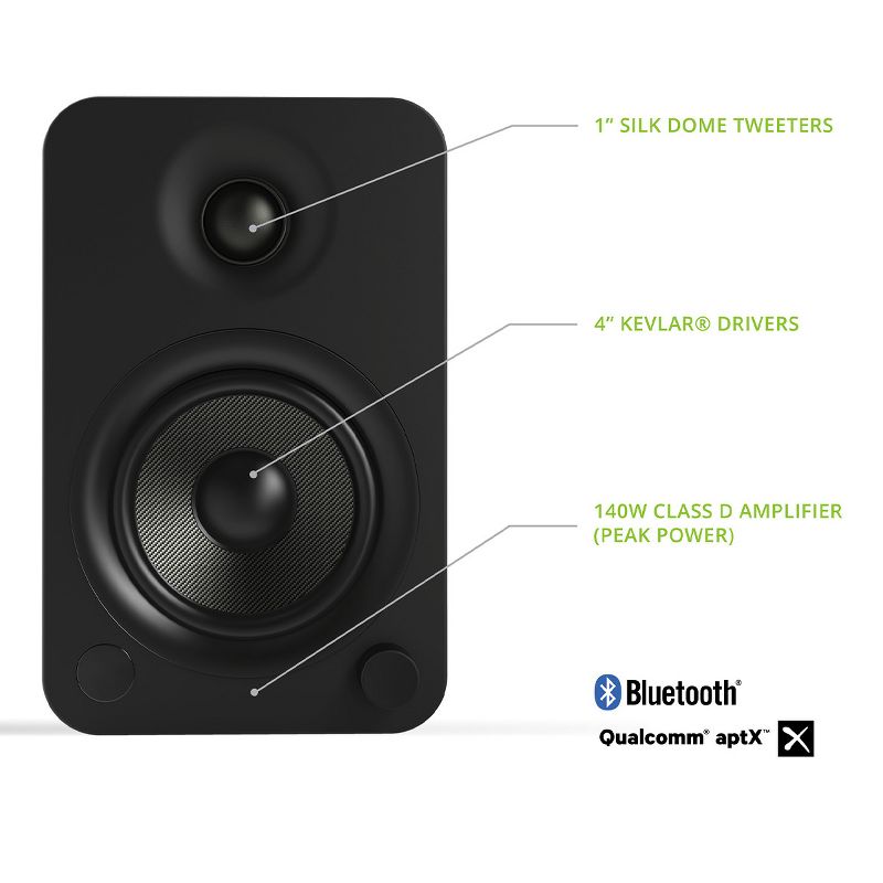Kanto YU4 Powered Bookshelf Speakers with Built-In Bluetooth - Pair, 3 of 14