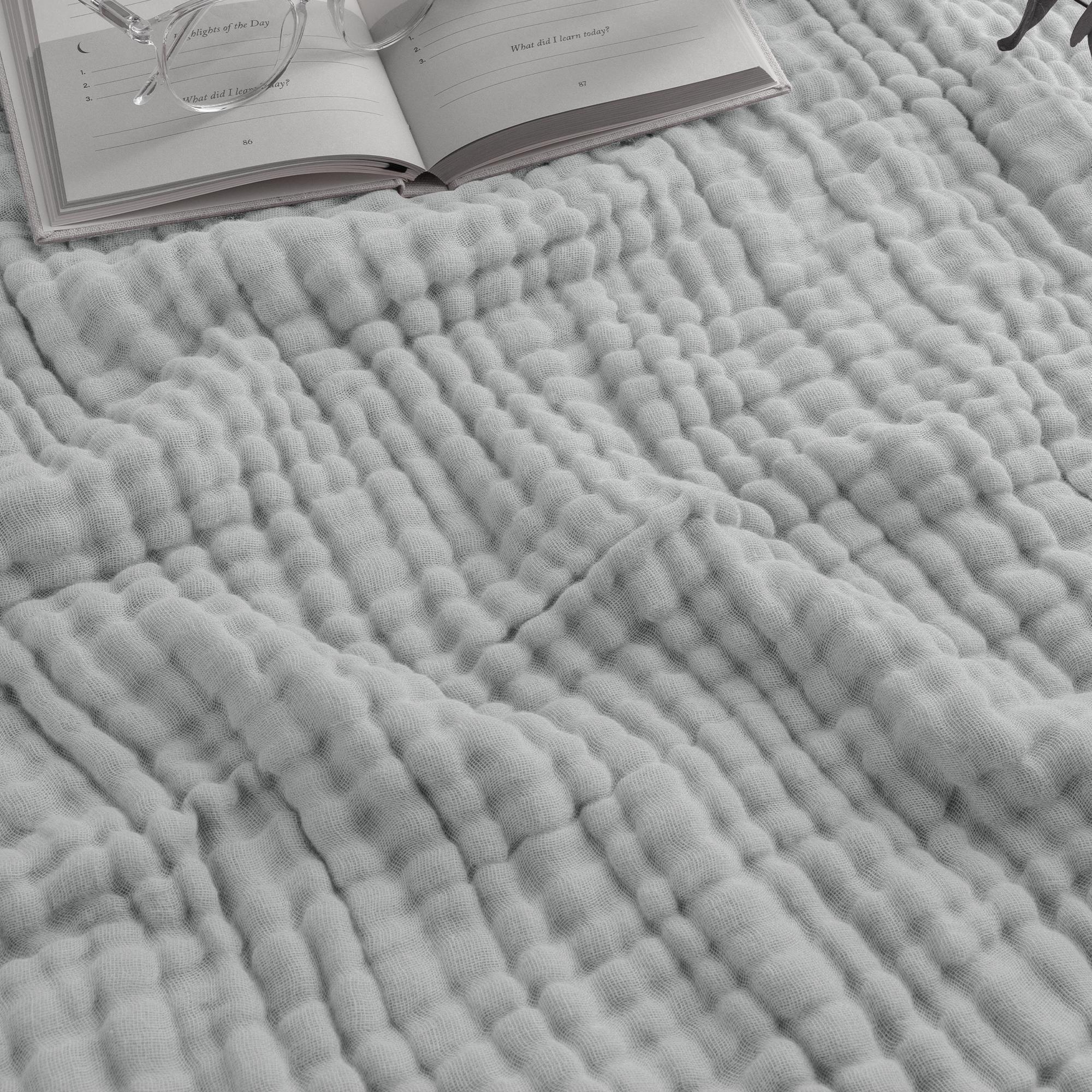 Muslin Blanket for King - Heather Blue
