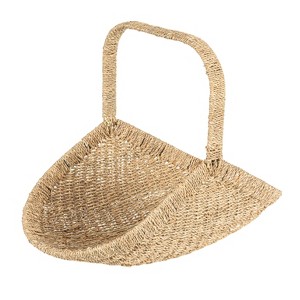 Household Essentials Woven Seagrass Flower Basket with Detachable Handle - 1 of 4