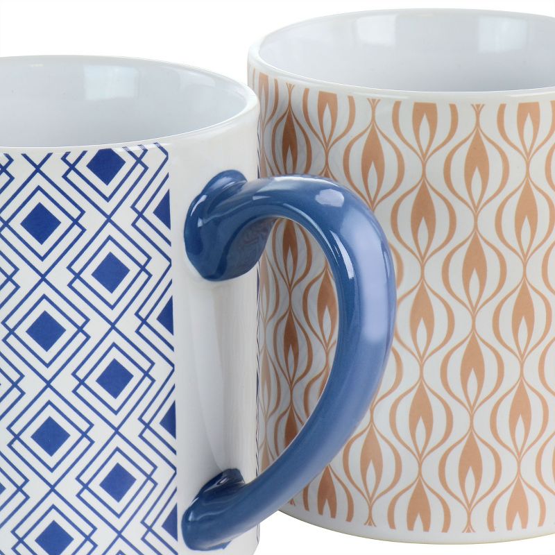 Mr. Coffee Bliss 4 Piece 20oz Can Shaped Stoneware Mug Set in Assorted Colors and Patterns, 3 of 7