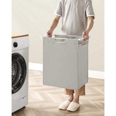 White MDF and Steel Laundry Sorter with Removable Bag