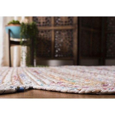Ivory Cotton Hand-Knotted 6' Square Area Rug