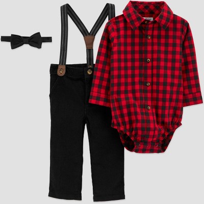 buffalo plaid infant outfit