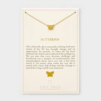 Tiny Tags 14K Gold Ion Plated Butterfly Chain Necklace - Gold