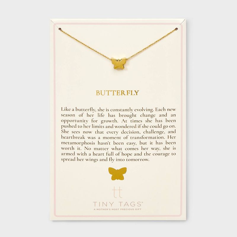 Tiny Tags 14K Gold Ion Plated Butterfly Chain Necklace - Gold, 1 of 9